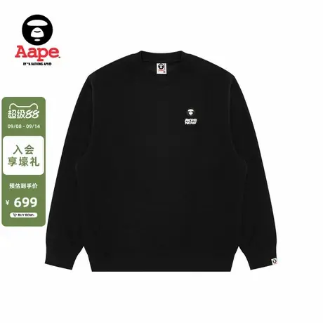 Aape旗舰店男装秋冬小标徽章简约休闲薄绒圆领卫衣C349XXP商品大图