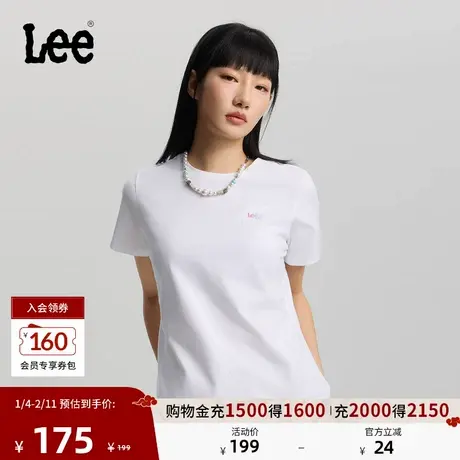 Lee26春夏新品标准版圆领渐变Logo印花女短袖T恤休闲LWT0121924LE图片