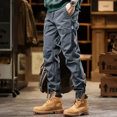 男士百搭工装裤透气裤子男款多口袋束脚工装裤男复古工装裤商品大图