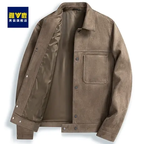 雅鹿夹克男春秋新款明线美式复古风中青年轻商务时尚休闲潮流外套商品大图