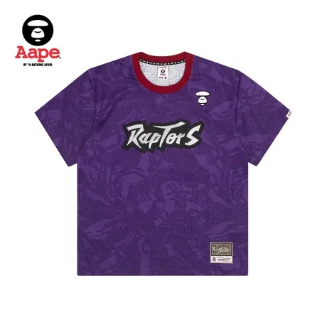 AAPE x MITCHELL & NESS多伦多猛龙队猿颜字母刺绣贴布T恤9383XXE商品大图