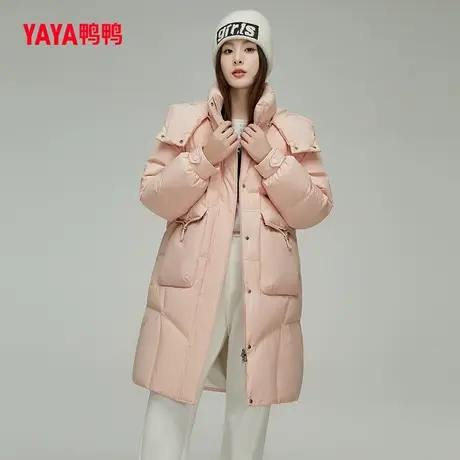【双十一预售】鸭鸭羽绒服女中长款2023秋新韩版收腰显瘦外套W商品大图