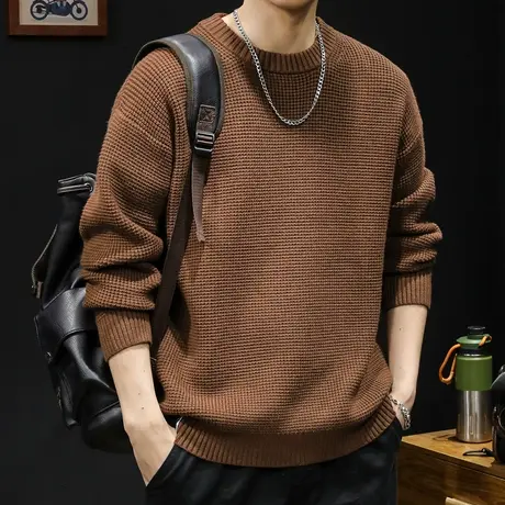 美式复古毛衣男冬季2023新款慵懒潮牌内搭宽松大码男士外套秋冬款图片