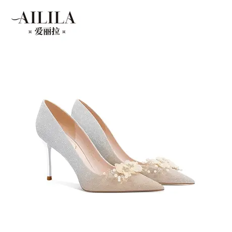 爱丽拉法式冬季婚鞋女2023新款绝美新娘秀禾婚纱两穿高跟鞋不累脚商品大图