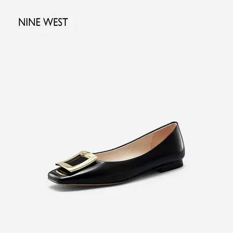 Nine West/玖熙平底鞋女法式气质春季新款优雅方头方扣气质单鞋商品大图