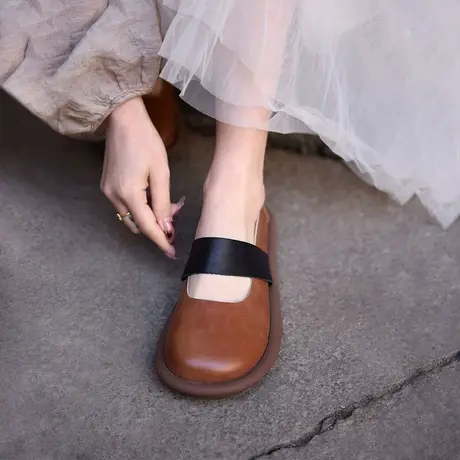 Artmu阿木原创复古浅口单鞋女平底玛丽珍鞋日系软底鞋2023新款商品大图