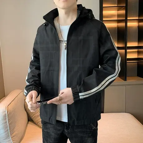 男外套春秋季潮流百搭休闲加肥加大码胖子上衣男装衣服夹克爸爸装商品大图