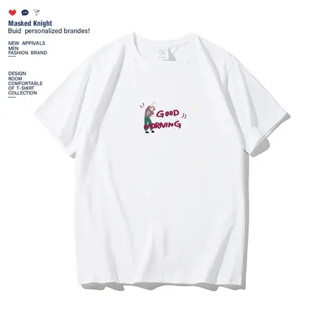 卡通简约趣味印花短袖t恤男夏季2023新款宽松休闲潮牌ins纯棉半袖商品大图