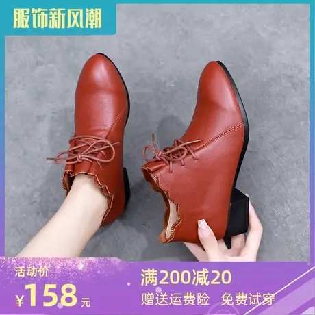 全牛皮真皮短靴大码女靴41一43冬季女士靴子2023新款洋气时尚单靴图片