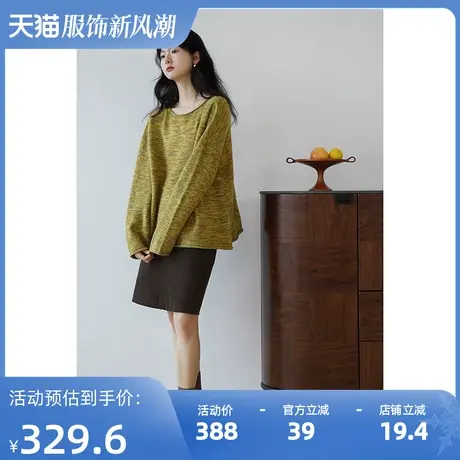 嘉茱莉2023秋季新款针织毛衣女圆领套头毛衣小众设计感针织衫上衣商品大图