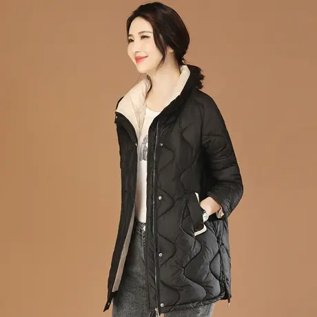韩潮袭人复古中长款黑色加厚棉衣棉服外套女2023冬新款宽松面包服图片