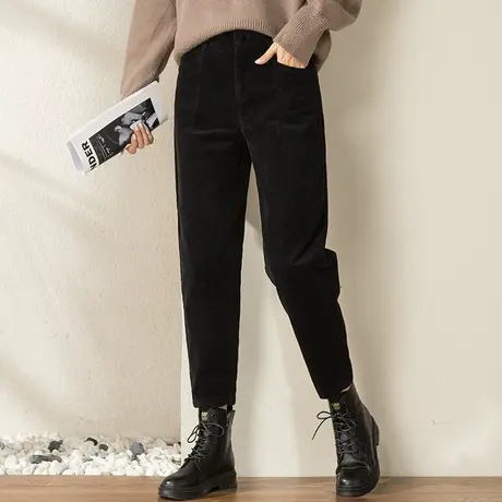 灯芯绒裤子女2024新款秋冬加绒条绒女裤冬萝卜裤哈伦裤老爹裤冬季图片