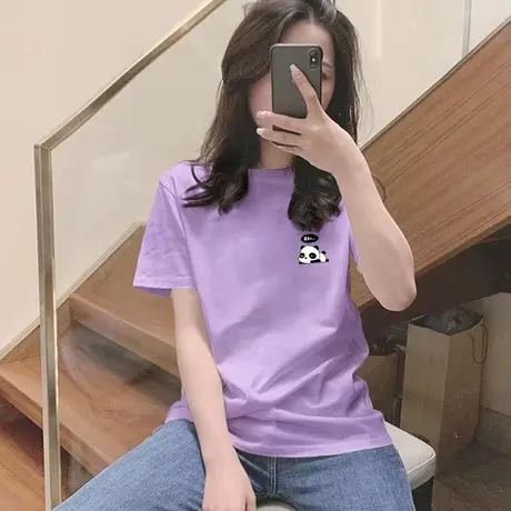 2023基础款纯棉短袖圆领t恤女装夏ins减龄宽松内搭上衣体恤打底衫图片