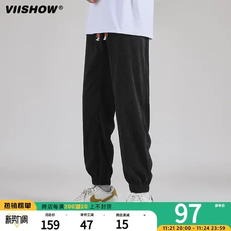 VIISHOW休闲百搭风男装裤子春秋季宽松大码阔腿男束脚裤青年长裤商品大图