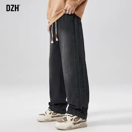 男士秋季黑色牛仔裤男宽松直筒垂感阔腿裤2024年新款裤子休闲百搭商品大图