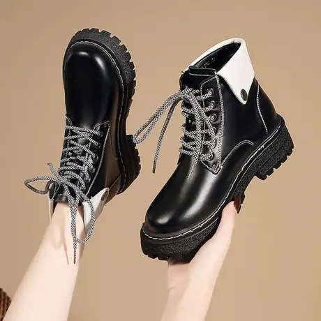 马丁靴女2023年春夏新款ins酷女款单靴英伦风显脚小短靴秋冬厚底图片