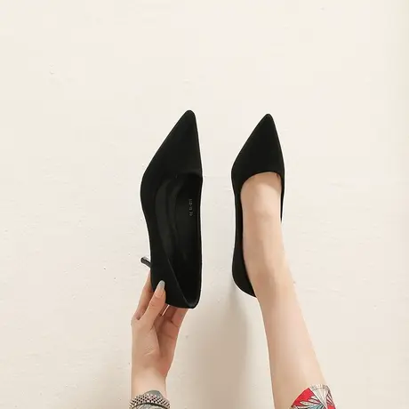 法式少女礼仪鞋2024年春季新款性感尖头高跟鞋女细跟百搭职业单鞋图片