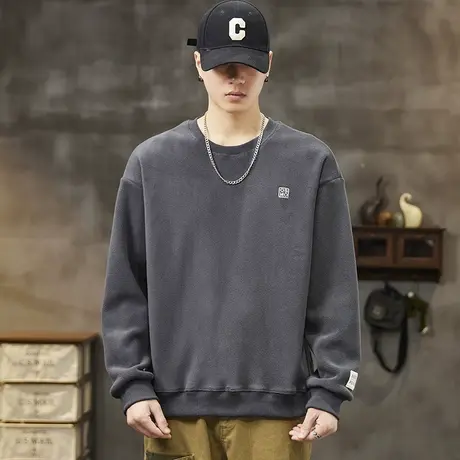 秋季男装百搭男士卫衣摇粒绒高档男士卫衣青少年舒适潮牌休闲男装图片