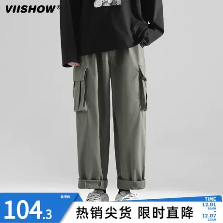 VIISHOW新款工装秋冬长裤子男生港风日系宽松直筒显高百搭休闲裤商品大图