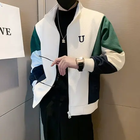潮牌加厚外套男棉服撞色潮流休闲冬款个性2022新款春秋季痞帅夹克商品大图