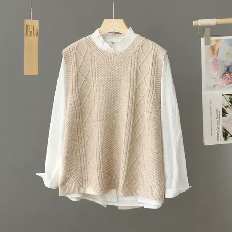 春季2024年新爆款女装上衣毛线女士马甲时尚坎肩叠穿毛衣针织背心图片