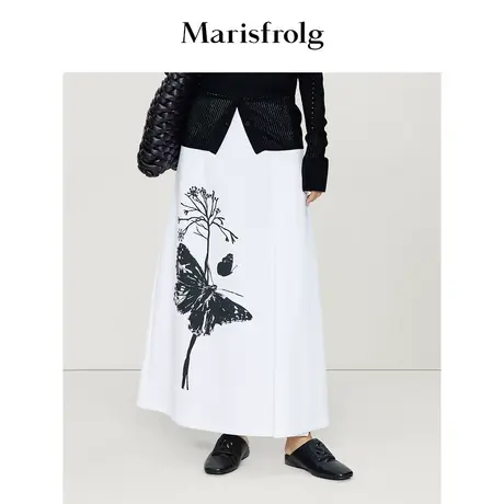 【艺术匠坊】玛丝菲尔时尚气质百搭抽象撞色花稿印花A版半身裙女商品大图