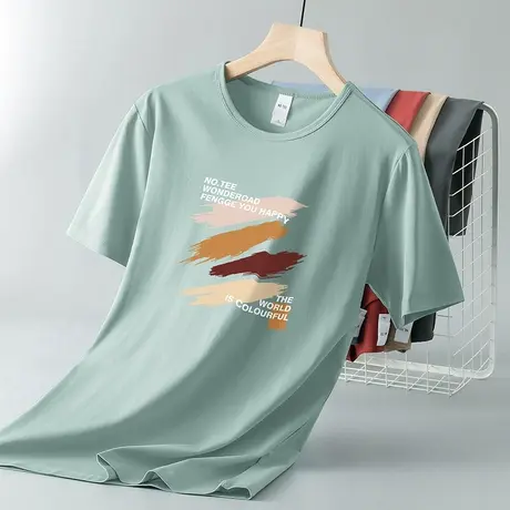 莫代尔冰丝t恤男士短袖夏季凉感速干体恤上衣服修身潮流圆领半袖图片