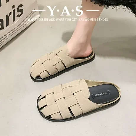 办公室拖鞋女夏外穿一脚蹬2024新款包头罗马半拖百搭休闲穆勒凉拖商品大图