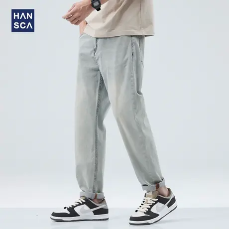 hansca莱赛尔天丝直筒牛仔裤男夏季薄款美式复古宽松休闲大码长裤图片