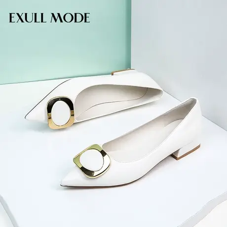 依思q平底女鞋2023新款秋季法式尖头浅口鞋子软底单鞋秋冬小皮鞋图片