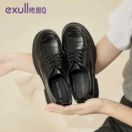 依思Q浅口单鞋女2024年春季新款复古风高跟黑色通勤上班女士潮鞋商品大图