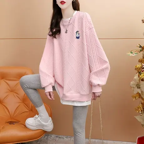 宽松假两件卫衣女2023年新款秋季洋气减龄网红设计感春秋薄款上衣图片