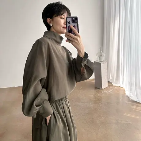 高领雪纺衫两件套2023新款今年流行的爆款秋装气质衬衫上衣女套装图片