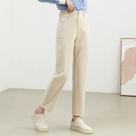 米色裤子哈伦裤女2023新款春秋女裤小个子九分裤宽松休闲裤萝卜裤图片