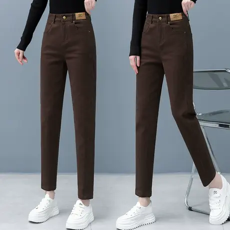 黑色哈伦牛仔裤女春秋款2023小个子休闲小脚萝卜裤高腰直筒烟管裤商品大图