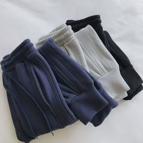 加绒运动裤子女秋冬卫裤小个子阔腿高腰显瘦直筒哈伦休闲束脚长裤商品大图