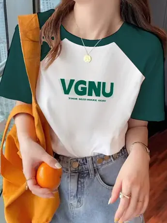 仿棉正肩短袖t恤女2023新款夏季美式复古小众设计感宽松显瘦上衣商品大图