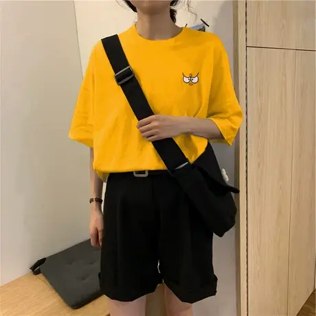 夏季新款小众设计感薄款别致ins潮上衣服甜酷白色短袖宽松T恤女装商品大图