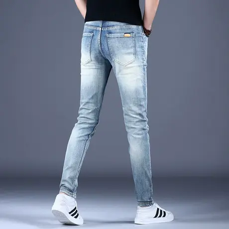 秋款高档男士弹力潮牌牛仔裤男款修身小脚裤子男夏天轻奢大牌男裤图片