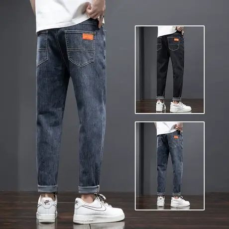 秋季春秋款休闲男裤子2023年新款潮牌高端青少年学生牛仔长裤秋装商品大图