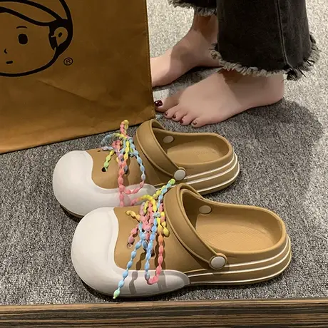 网红爆款可爱洞洞鞋女款2023年夏季新款百搭两穿包头凉鞋外穿拖鞋商品大图