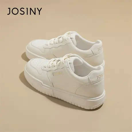Josiny/卓诗尼白色板鞋女2024新款春季厚底内增高轻便舒适休闲鞋商品大图