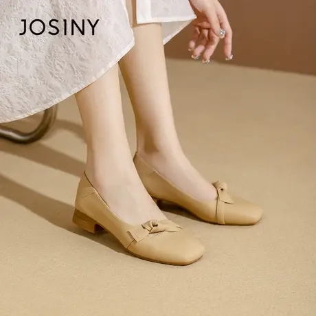 Josiny/卓诗尼玛丽珍女鞋2023秋季新款法式蝴蝶结一脚蹬低跟单鞋商品大图