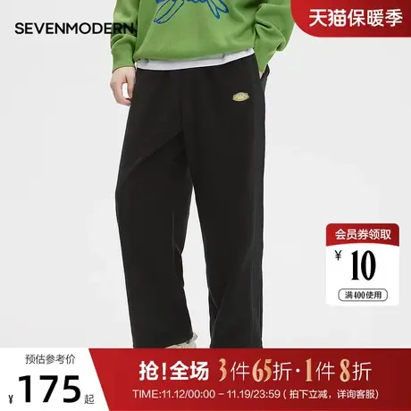 柒牌旗下潮牌SVNMDN休闲裤男秋冬新款时尚百搭松紧腰抽绳直筒卫裤商品大图