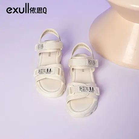 依思q休闲运动凉鞋女款2023年新款外穿厚底增高夏季魔术贴女鞋子图片