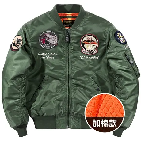 VIP冬装ma1飞行员夹克男韩版工装外套冬季加厚棉衣刺绣棒球服潮流商品大图