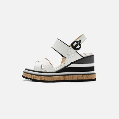 Nine West/玖熙2025夏季新款高水台坡跟增高凉鞋圆头时尚百搭女鞋商品大图