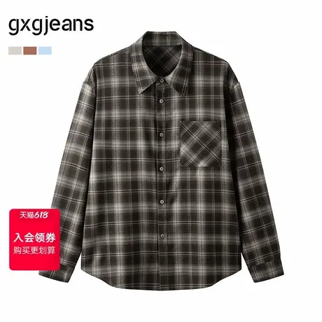 gxg.jeans男装25春新品多色格子长袖衬衫慵懒衬衫外套男士衬衫图片