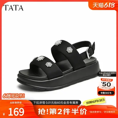 TATA/他她2024夏时尚百搭女款休闲凉鞋新款CAB01BL4商品大图