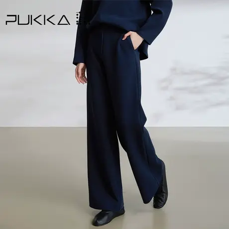 蒲PUKKA 原创设计女装2023秋季新款休闲高腰显瘦弹力直筒裤商品大图